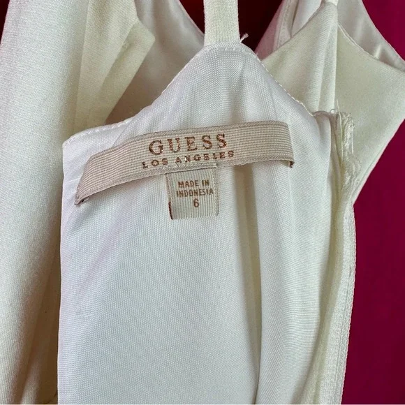 Guess White Skater Mini Dress Tie-Up Back Bodycon Fit & Flare Sleeveless‎ Size 6 - Picture 6 of 17